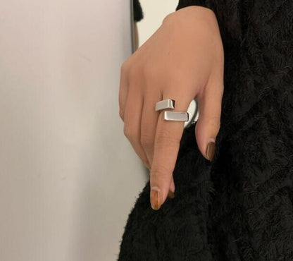 Silver 925 stacked block ring 2 colors