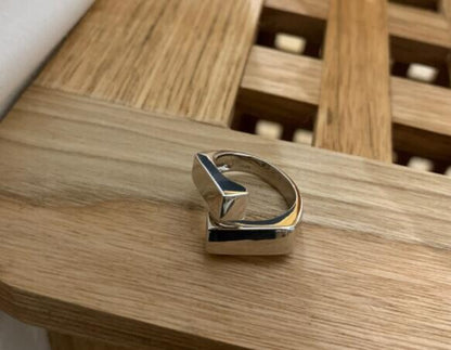 Silver 925 stacked block ring 2 colors