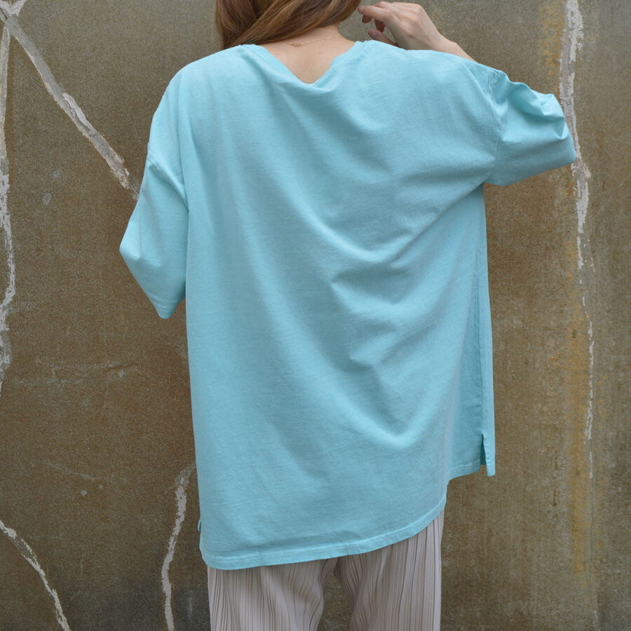 カレッジロゴプリント 半袖Tシャツ Mint Blue