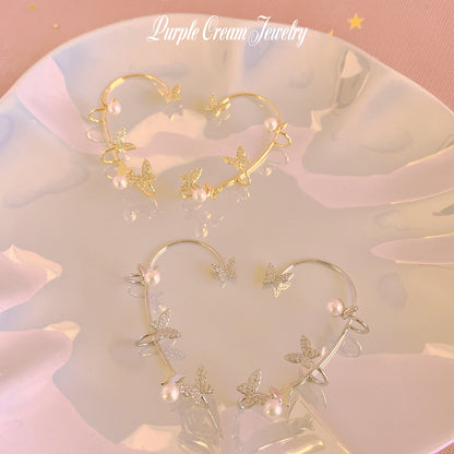 Purple Cream バタフライパールイヤーカフ SILVER P1049