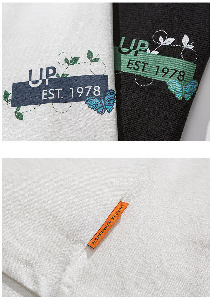 Butterfly logo print short sleeve T-shirt BLACK
