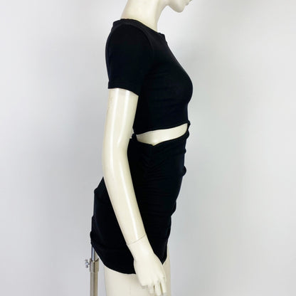 サイドカット ミニ丈 半袖ワンピース BLACK
