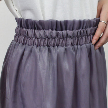 シャイニーポプリン ティアードロングスカート PURPLE