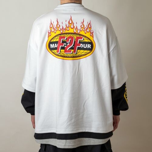 Fake Layered Ponte Long Sleeve T-Shirt WHITE