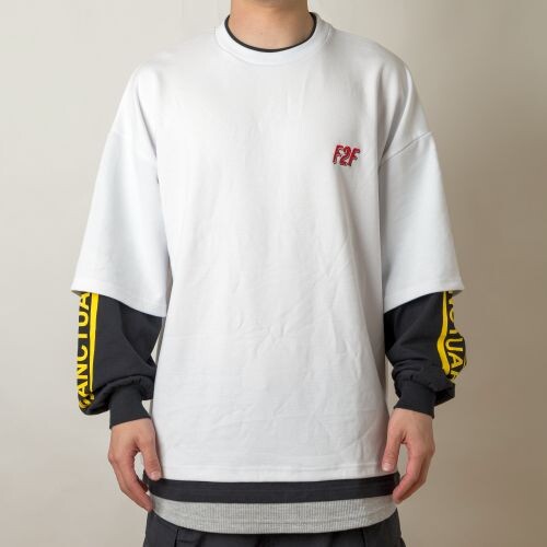 Fake Layered Ponte Long Sleeve T-Shirt WHITE