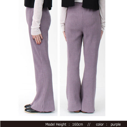 ダブルフェイス ミニプリーツ セミフレアパンツ30163 PURPLE