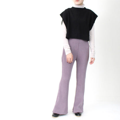 ダブルフェイス ミニプリーツ セミフレアパンツ30163 PURPLE