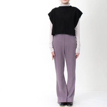 ダブルフェイス ミニプリーツ セミフレアパンツ30163 PURPLE