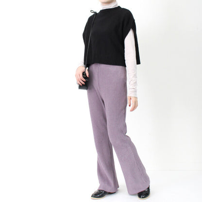 ダブルフェイス ミニプリーツ セミフレアパンツ30163 PURPLE