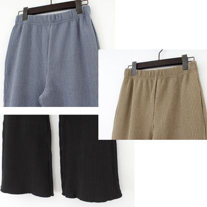 Double-faced mini pleated semi-flared pants 30163 BLUE