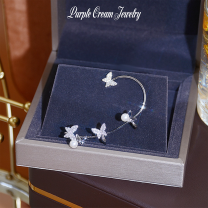 Purple Cream バタフライパールイヤーカフ SILVER P1049