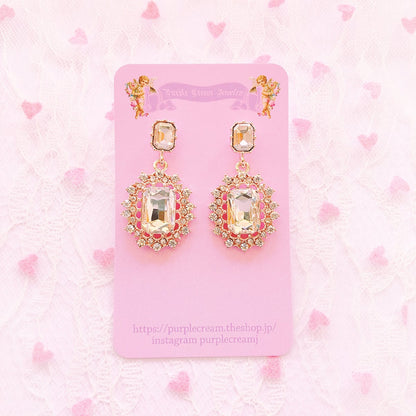 Purple Cream クリアビジューキラキラピアス P305