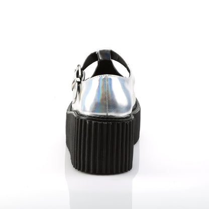 [即納] Demonia Tストラップ クリーパーシューズ CREEPER-214 Silver Hologram
