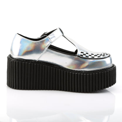 [即納] Demonia Tストラップ クリーパーシューズ CREEPER-214 Silver Hologram