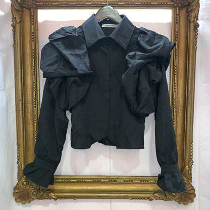 Volume long sleeve blouse BLACK