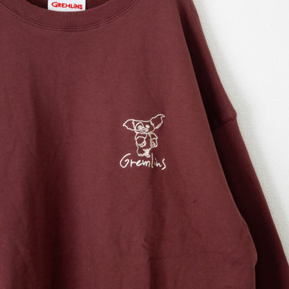 GREMLINS Gremlins Gizmo Doodle Embroidered Sweatshirt Wine Red