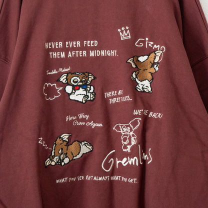 GREMLINS Gremlins Gizmo Doodle Embroidered Sweatshirt Wine Red