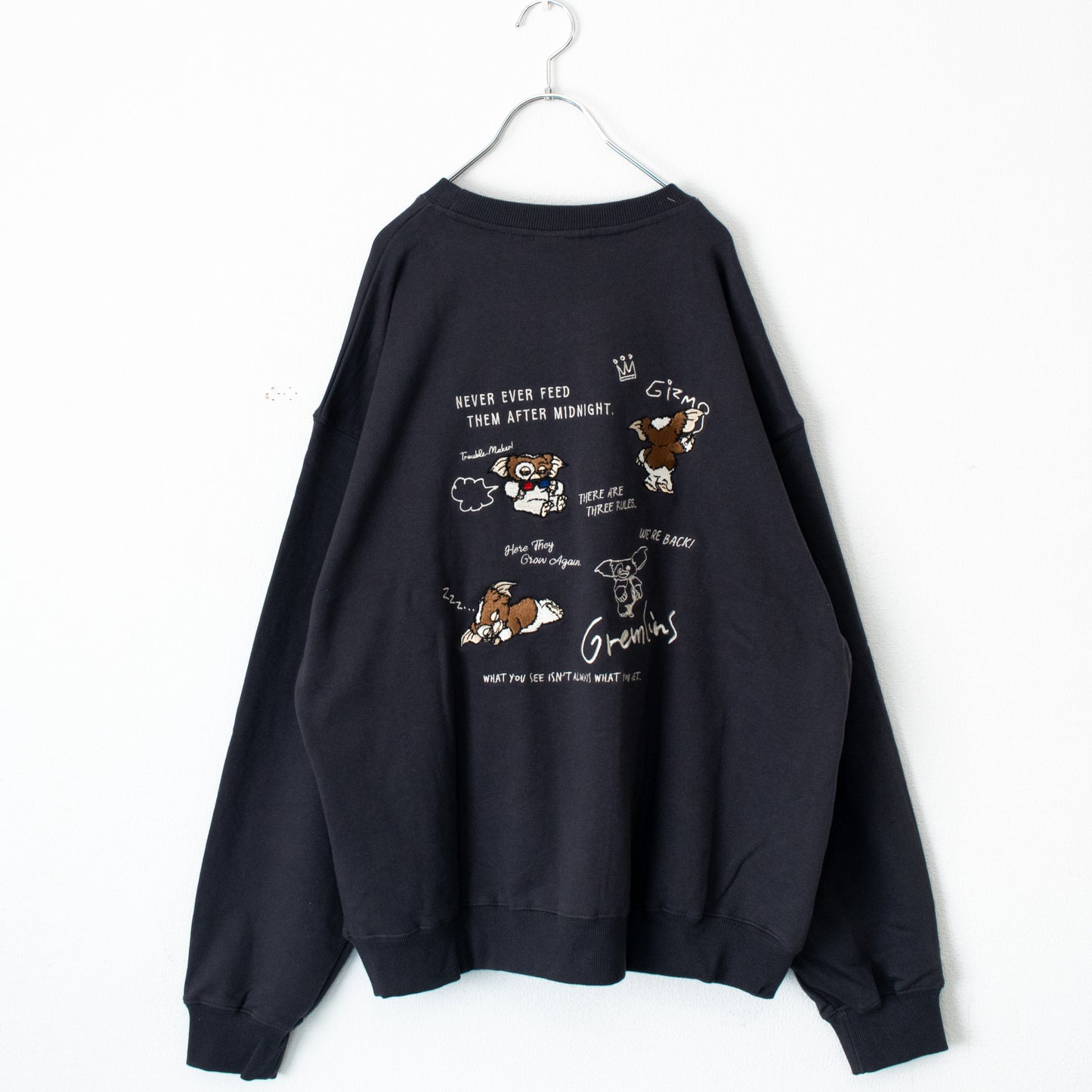 GREMLINS Embroidered Design Sweatshirt CHARCOAL