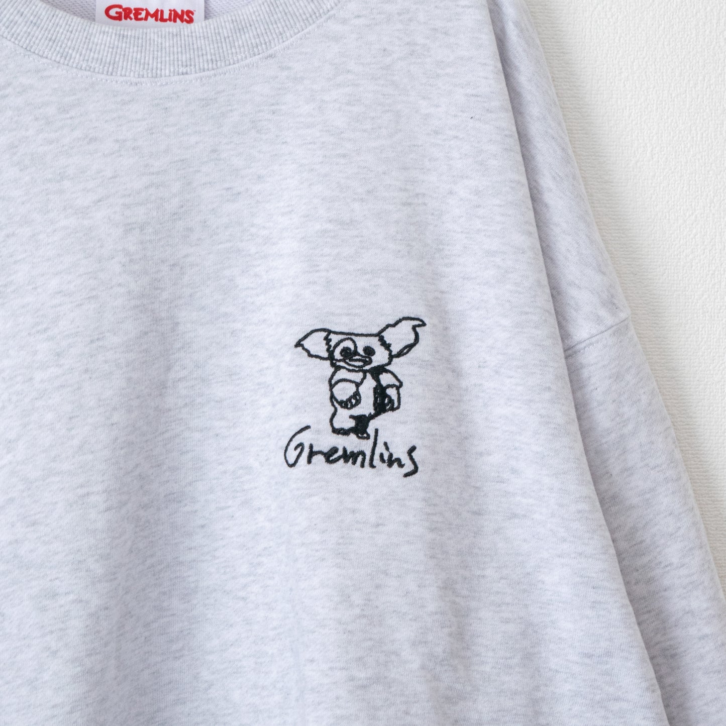 GREMLINS Gizmo Doodle Embroidered Sweatshirt, Light Gray