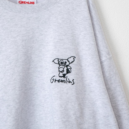 GREMLINS Gizmo Doodle Embroidered Sweatshirt, Light Gray