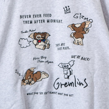 GREMLINS Gizmo Doodle Embroidered Sweatshirt, Light Gray