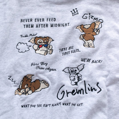 GREMLINS Gizmo Doodle Embroidered Sweatshirt, Light Gray