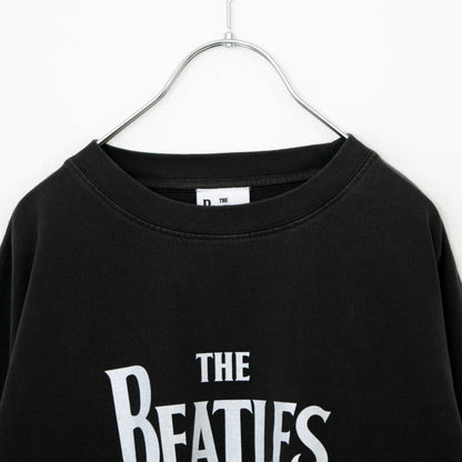 THE BEATLES Pigment Logo Long T-Shirt, Charcoal