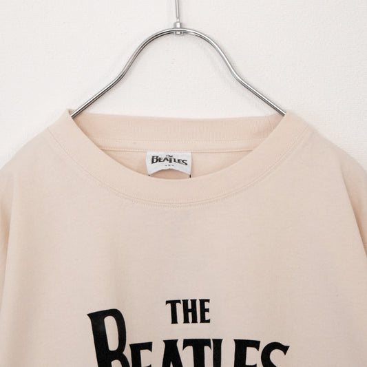 THE BEATLES Pigment Logo Long T-Shirt in WHITE