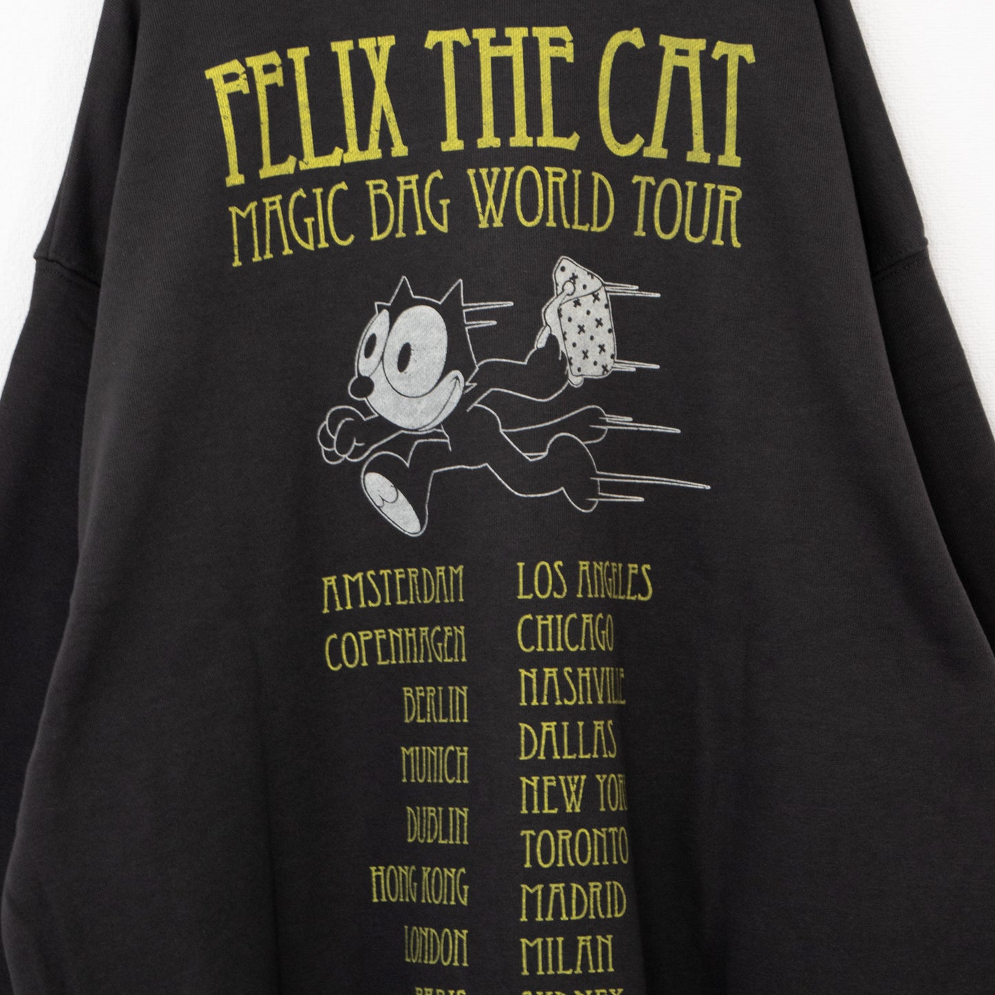 FELIX THE CAT ツアーイラスト スウェットトップ CHARCOAL