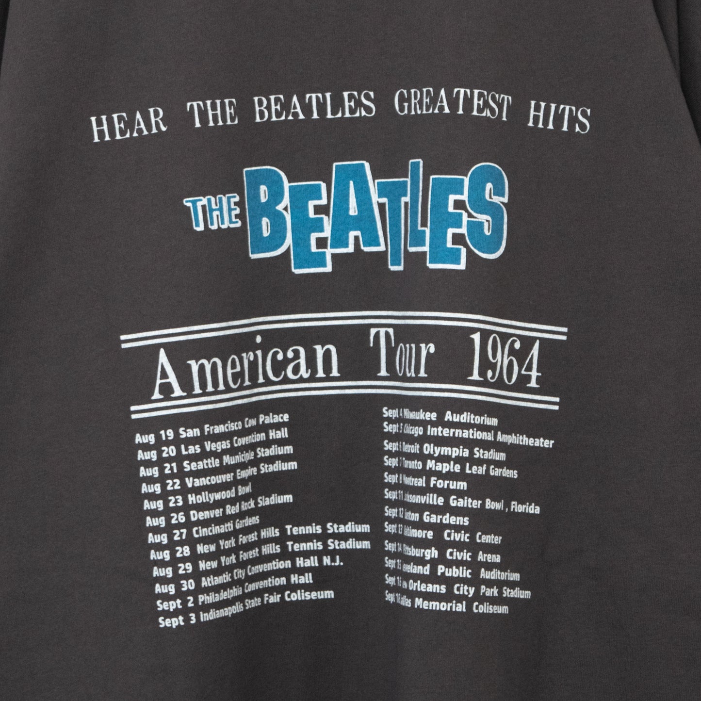 THE BEATLES Circle Photo Long T-Shirt, CHARCOAL
