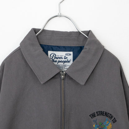 DRAGON 龍 刺繍 ジップアップ ブルゾン ジャケット GRAY