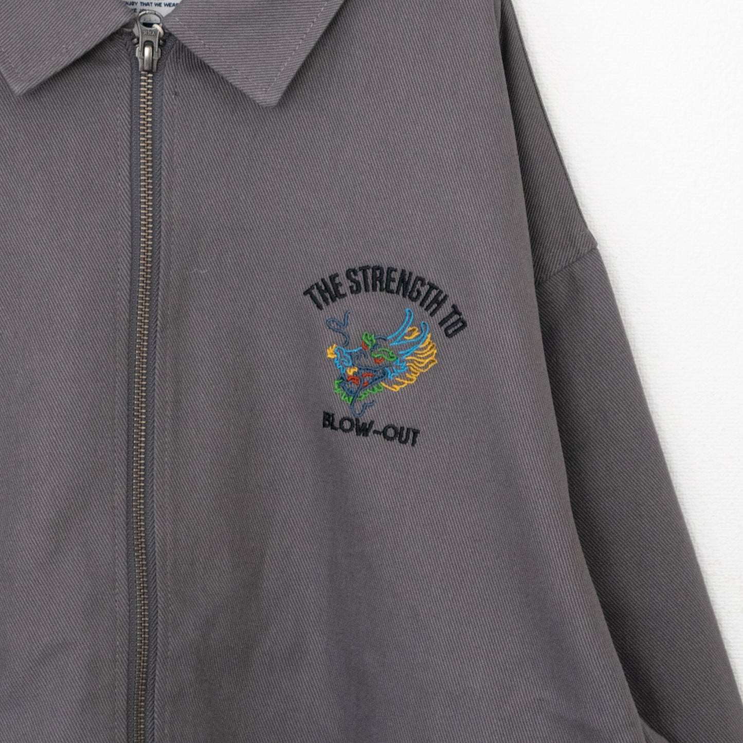 DRAGON 龍 刺繍 ジップアップ ブルゾン ジャケット GRAY