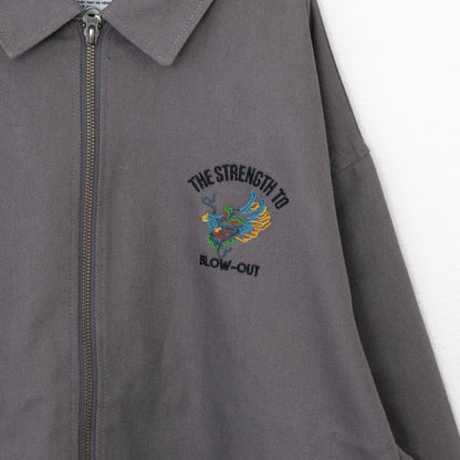 DRAGON 龍 刺繍 ジップアップ ブルゾン ジャケット GRAY