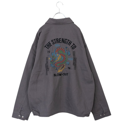 DRAGON 龍 刺繍 ジップアップ ブルゾン ジャケット GRAY