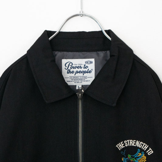 DRAGON 龍 刺繍 ジップアップ ブルゾン ジャケット BLACK