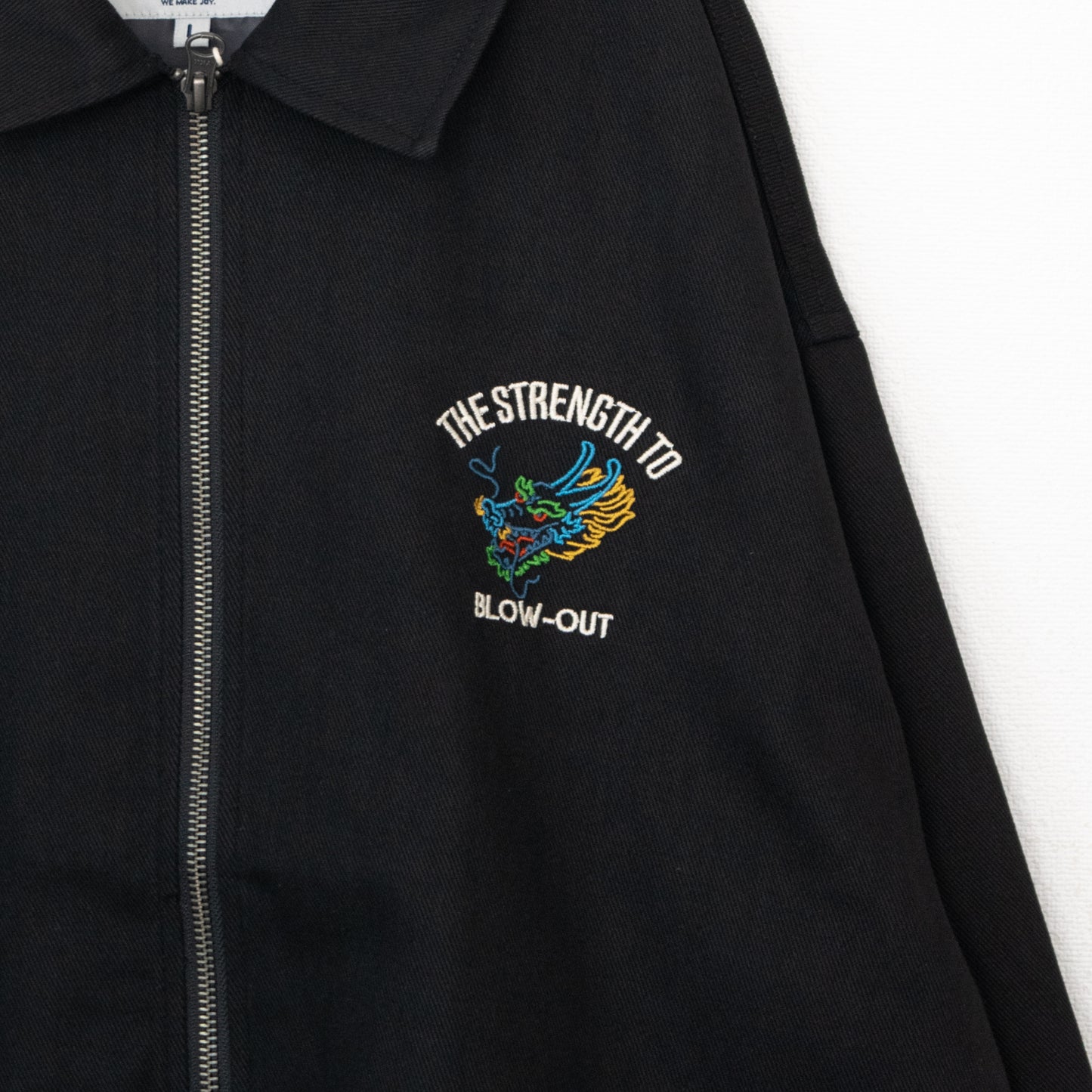 DRAGON 龍 刺繍 ジップアップ ブルゾン ジャケット BLACK