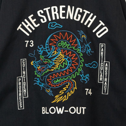 DRAGON 龍 刺繍 ジップアップ ブルゾン ジャケット BLACK