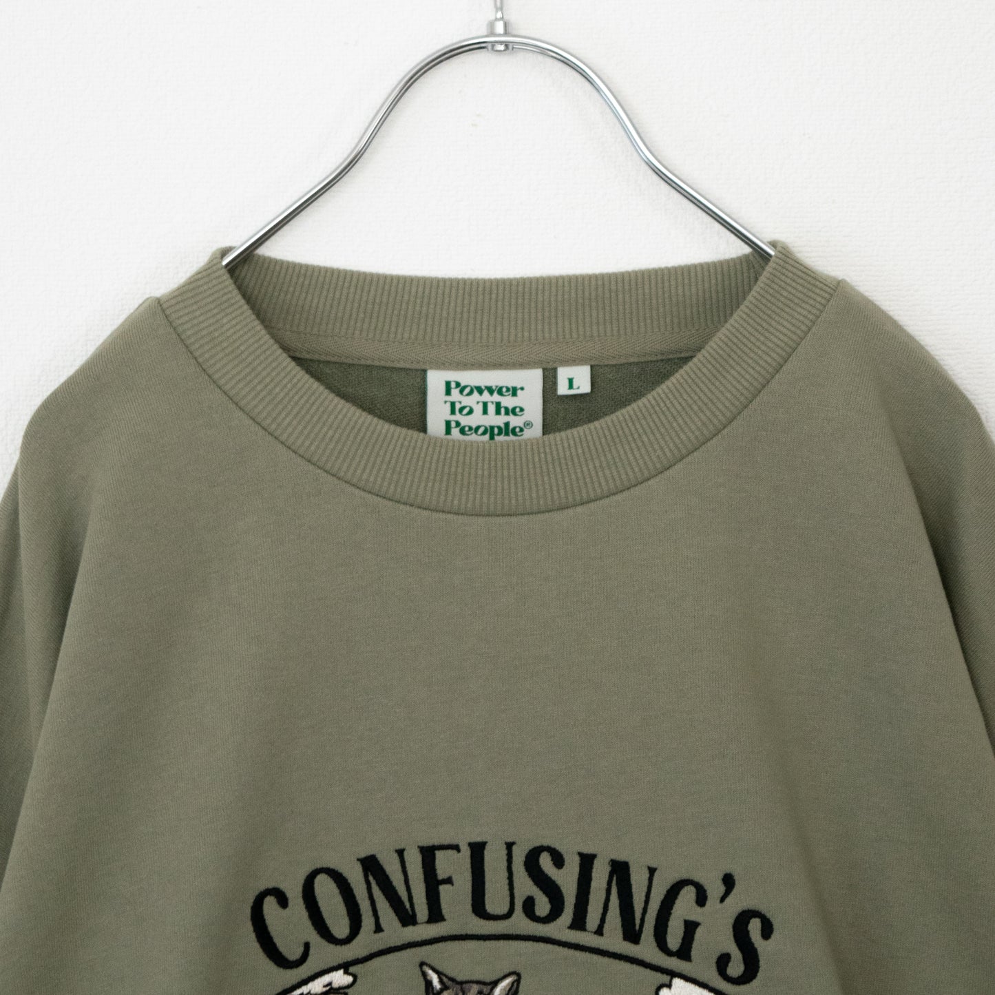 CAT ネコ 刺繍 スウェットトップ GREEN