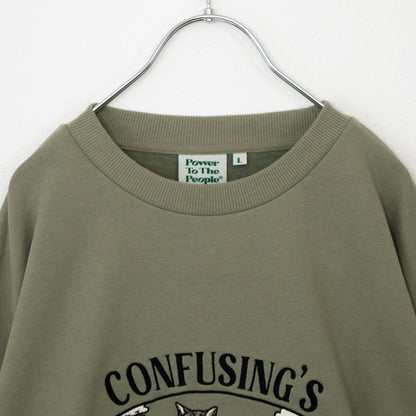 CAT ネコ 刺繍 スウェットトップ GREEN