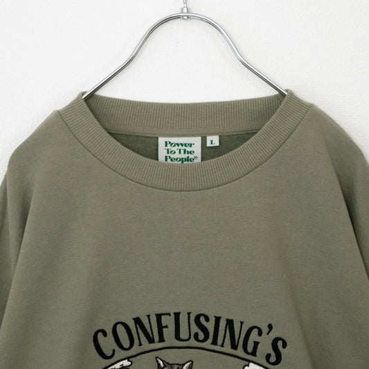 CAT ネコ 刺繍 スウェットトップ GREEN