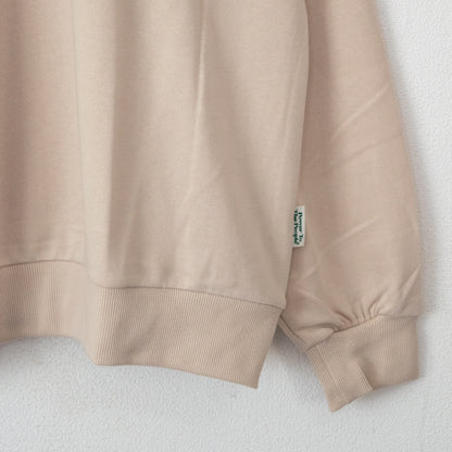 CAT 猫 ワンポイント刺繍 スウェットトップ IVORY