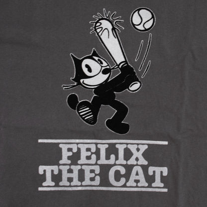 FELIX THE CAT Raglan Flocked Long T-Shirt in Charcoal