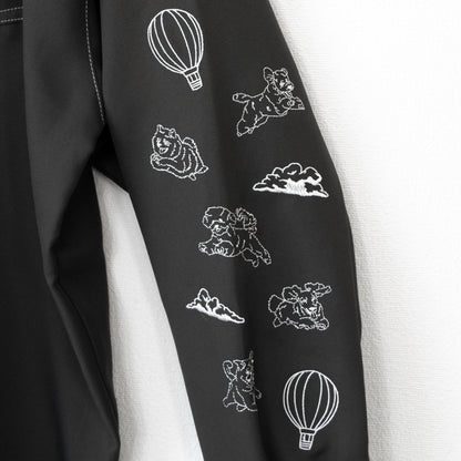 Flying Dog Embroidered Long Sleeve Shirt in CHARCOAL