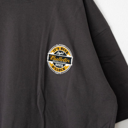 POWER TO THE PEOPLE BEER Embroidered T-Shirt CHARCOAL