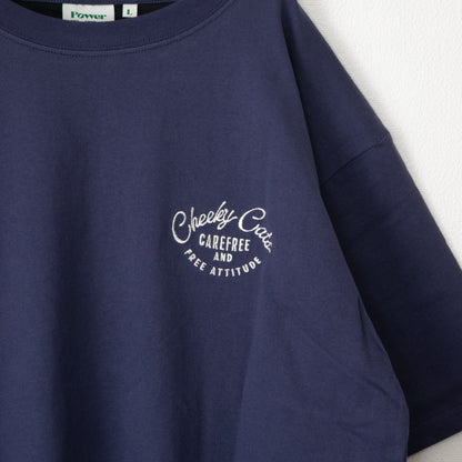 POWER TO THE PEOPLE Cirneko Embroidered T-shirt NAVY