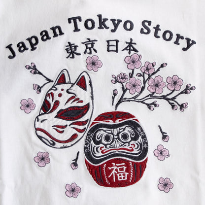 POWER TO THE PEOPLE JAPAN Series DARUMA 刺繍 半袖 Tシャツ WHITE
