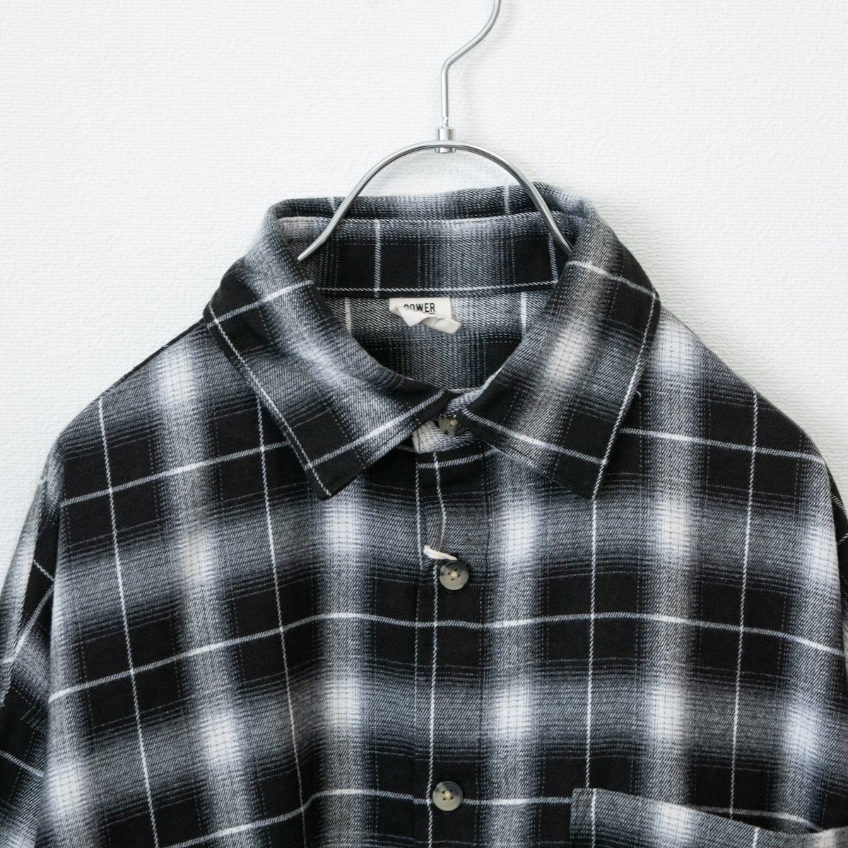 POWER TO THE PEOPLE Ombre Check Shirt CHARCOAL