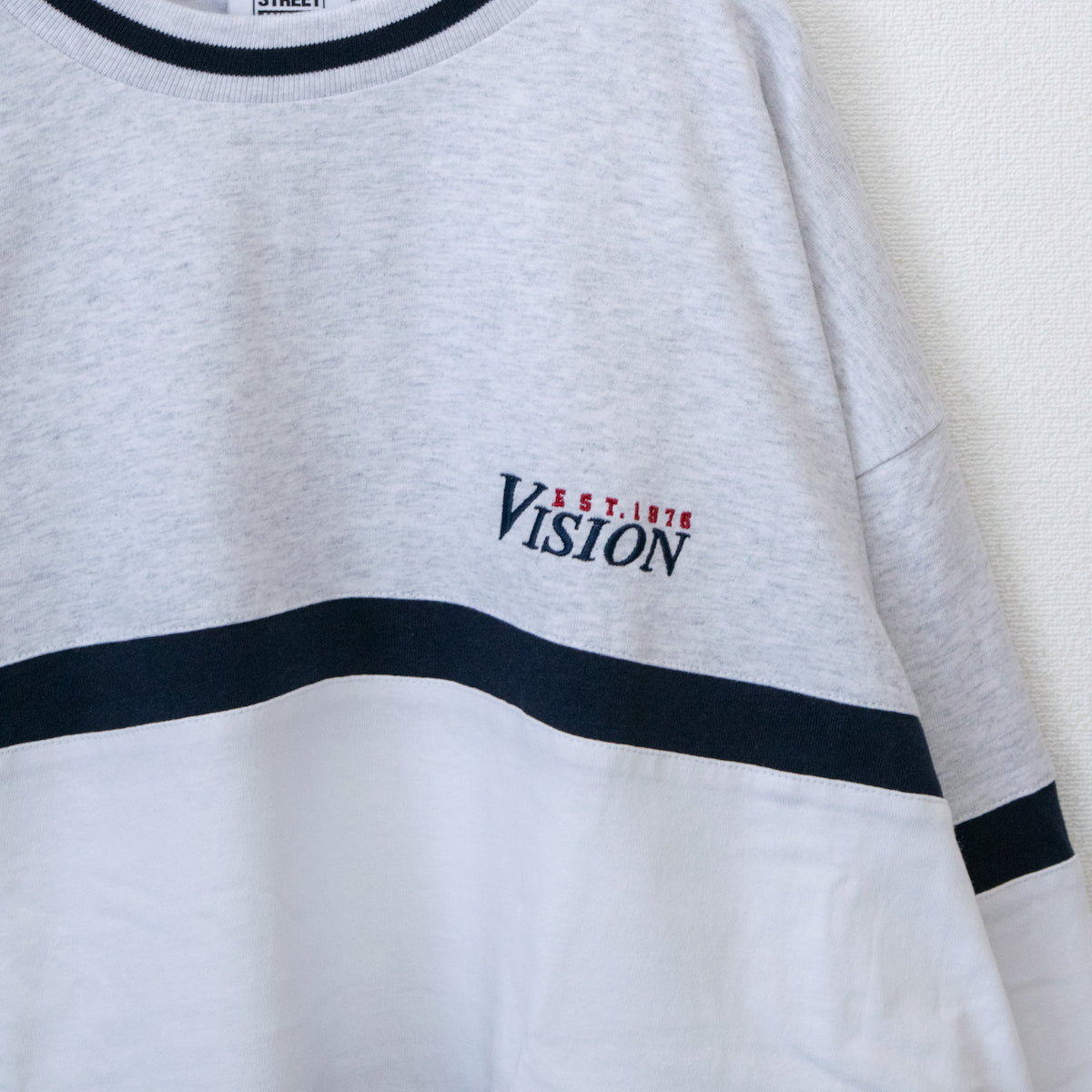VISION STREET WEAR Rib Line Switching Long Sleeve T-Shirt GRAY