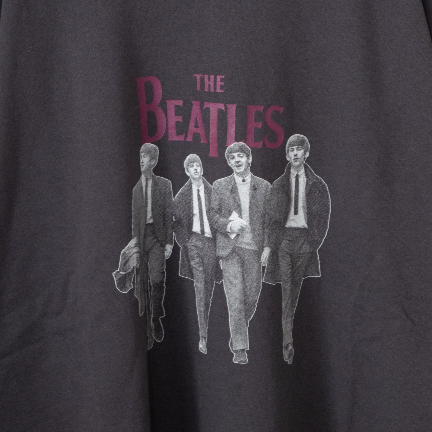 THE BEATLES Trim Long Sleeve T-Shirt CHARCOAL
