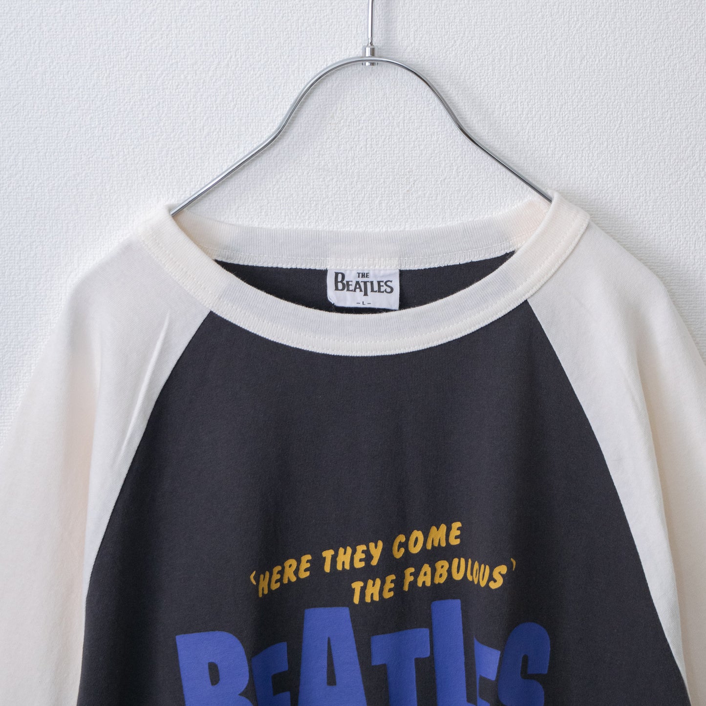 THE BEATLES Raglan Long T-Shirt, Charcoal